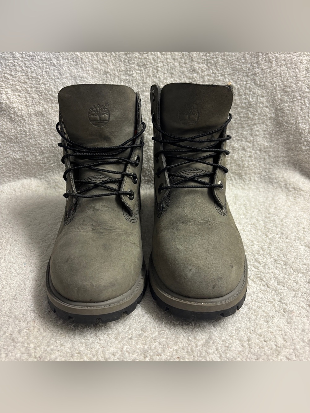Timberland Gray Waterproof Leather Work Boots size 5.5Y